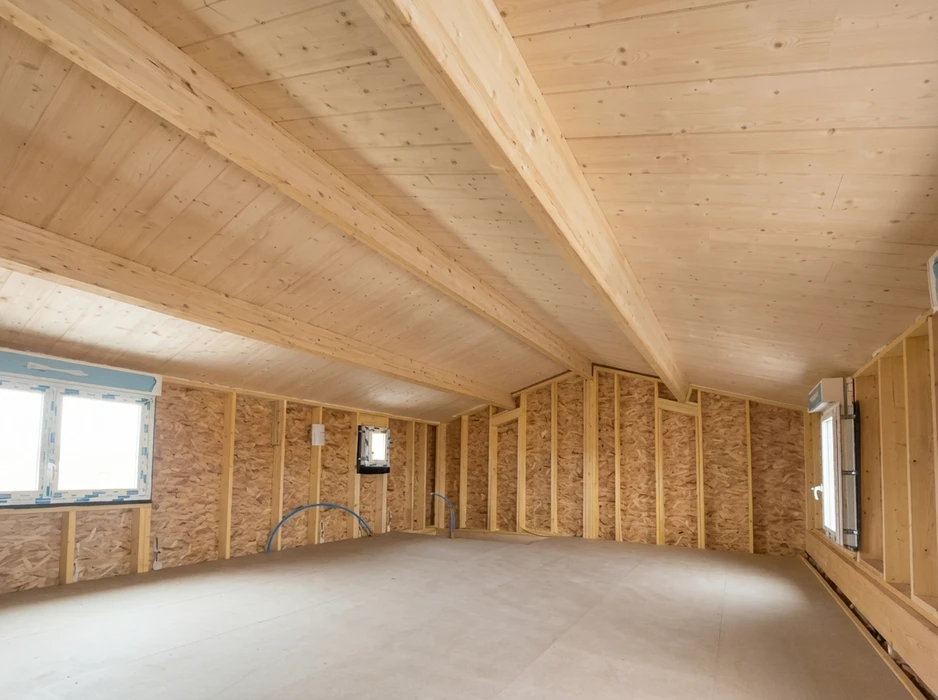 Maison contemporaine avec architecture moderne présentant une façade mixte béton gris et bardage bois naturel